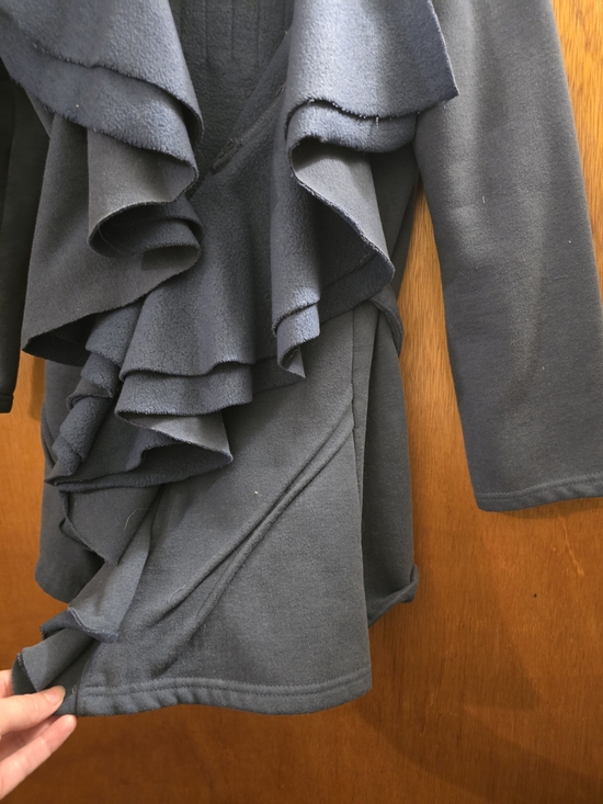 Women's Slate Blue Ruffle Front Jacket - Picture 2 of 10